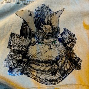 Unique! Customized Art Cat Samurai Gap Kids Cargo Hooded Jacket tan & navy